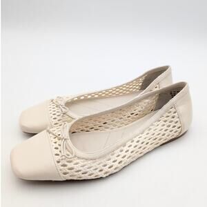 Franco Sarto Myra Cap Toe Woven Flat Women's Bright White Size US9M EU40